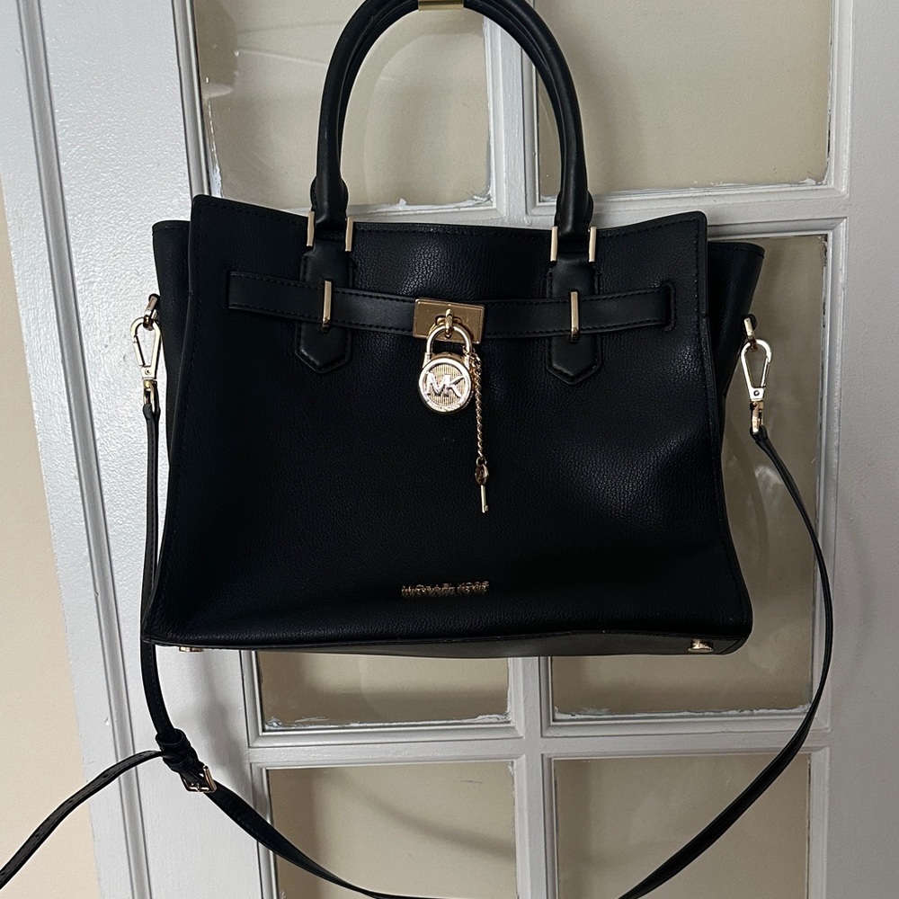 Michael Kors Black Satchel with Gold Accents